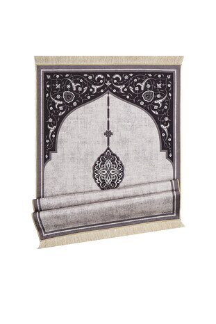 Gray Velvet Carpet Prayer Rug - Thumbnail