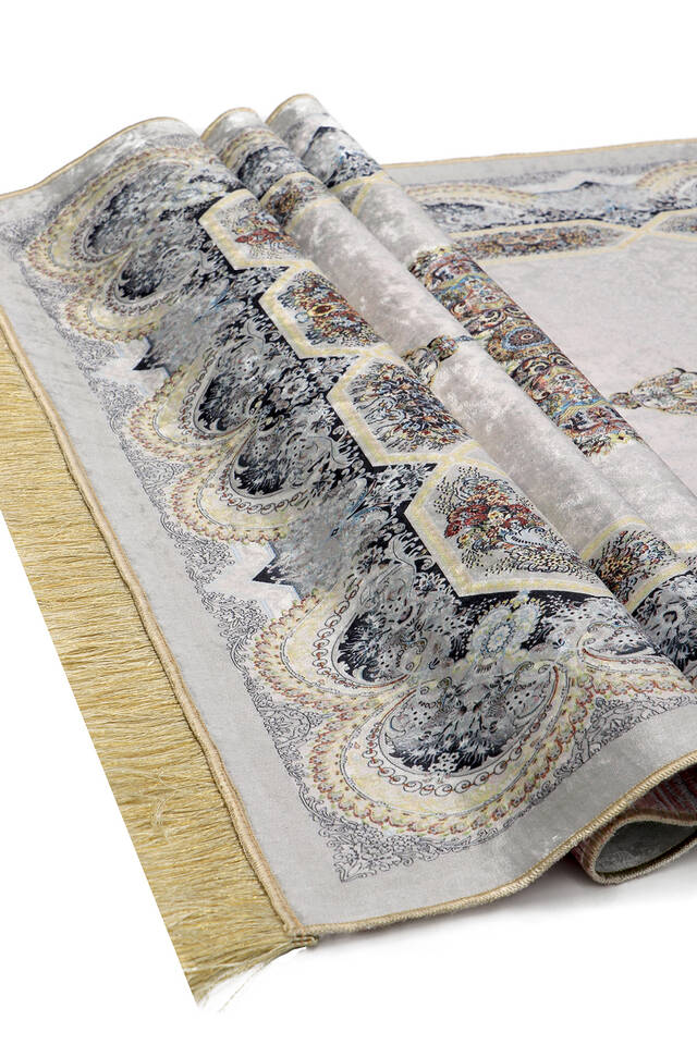 Gray Velvet Carpet Prayer Rug - 3