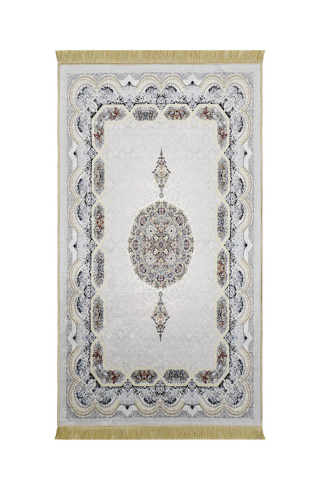 Gray Velvet Carpet Prayer Rug - Bursa İpek
