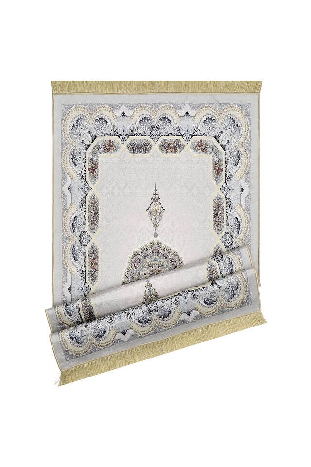 Gray Velvet Carpet Prayer Rug - 4
