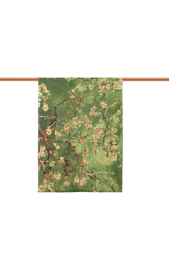 Green Almond Blossom Pattern Winter Shawl - 3