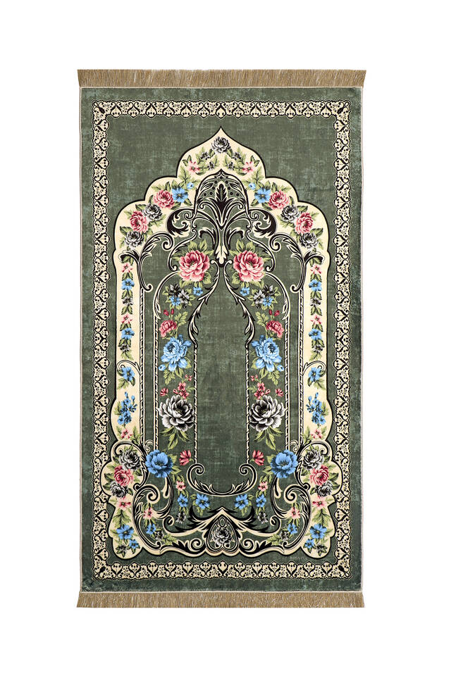 Green Bamboo Carpet Prayer Rug - Bursa İpek