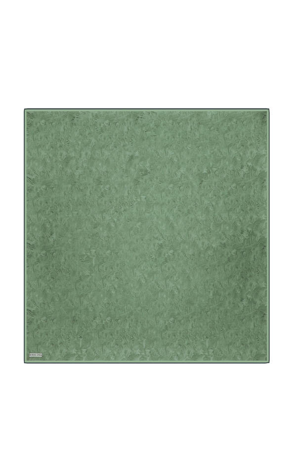 Green Brush Pattern Twill Silk Square Scarf - 1
