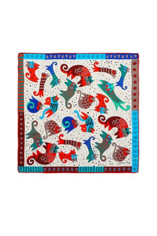 Green Claret Red Patterned Silky Pocket Square 