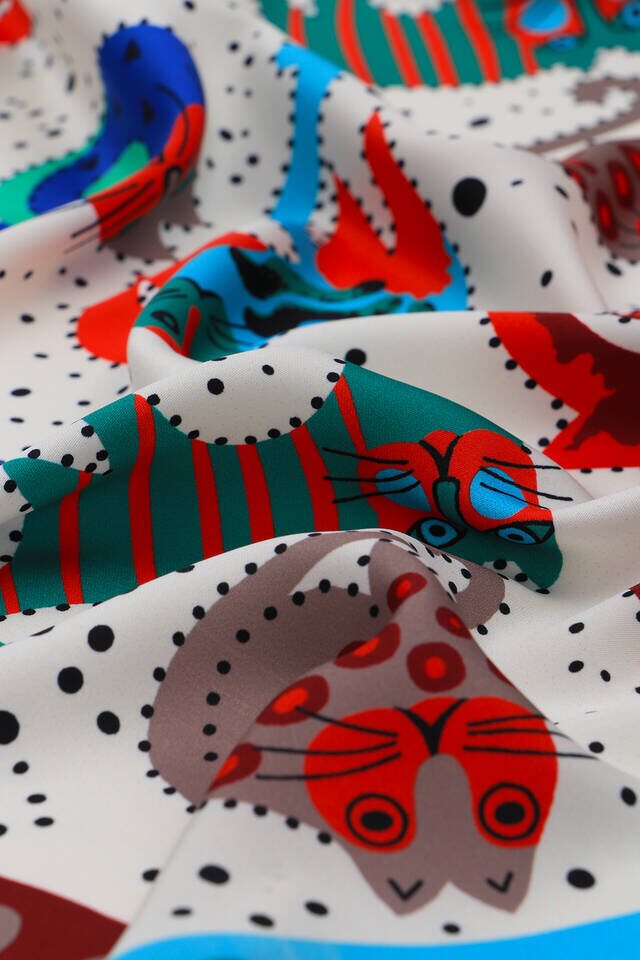 Green Claret Red Patterned Silky Pocket Square - 3