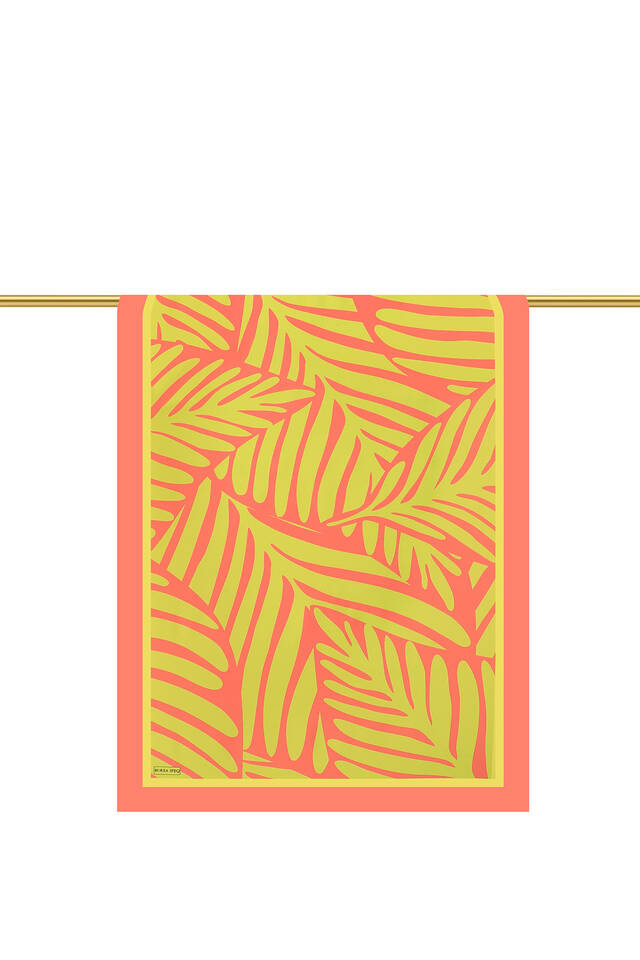 Green Crop Pattern Twill Silk Scarf - 3