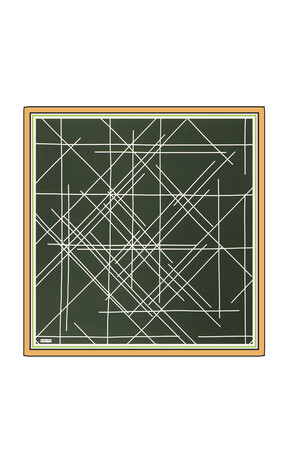 Green Echo Pattern Twill Silk Square Scarf 