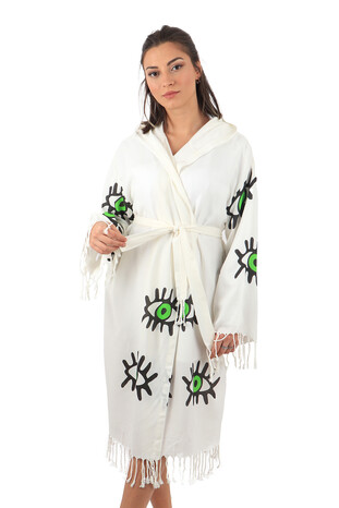 Green Eye Pattern Bamboo Bathrobe 