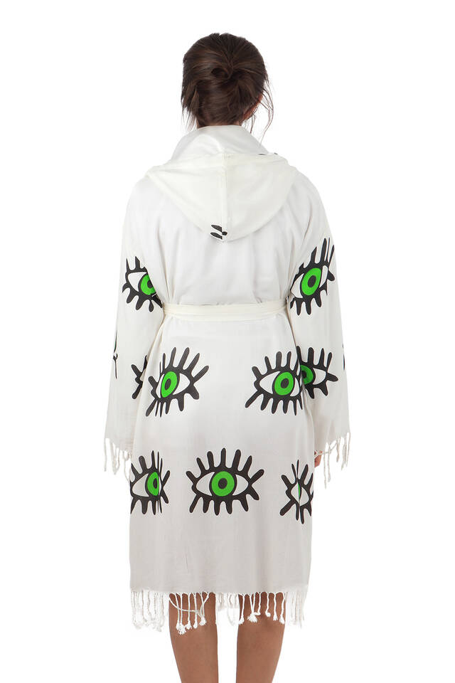 Green Eye Pattern Bamboo Bathrobe - 2