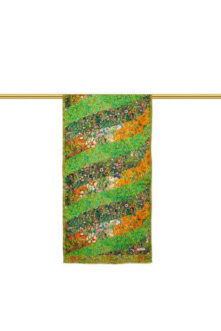 Green Flowers Silk Table Foulard - Thumbnail