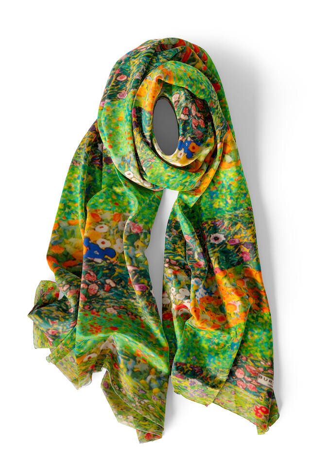 Green Flowers Silk Table Foulard - 4
