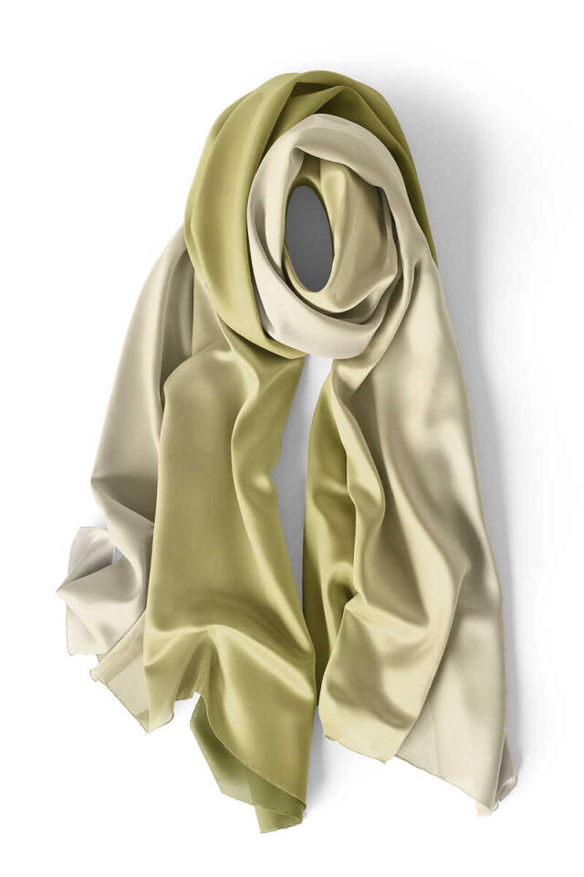 Green Green Gradient Silk Scarf - 3