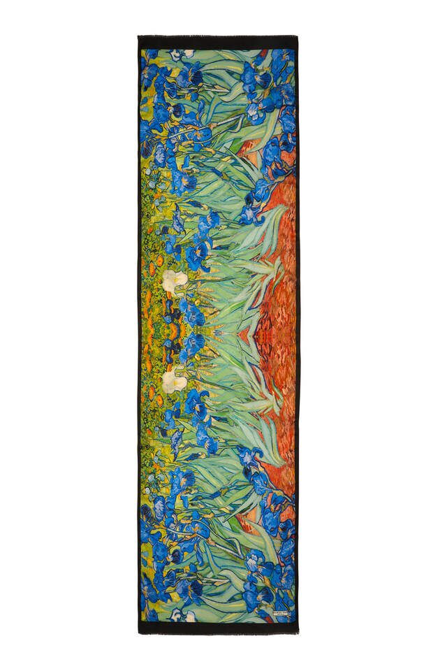 Green Irises Silk Table Foulard - 5