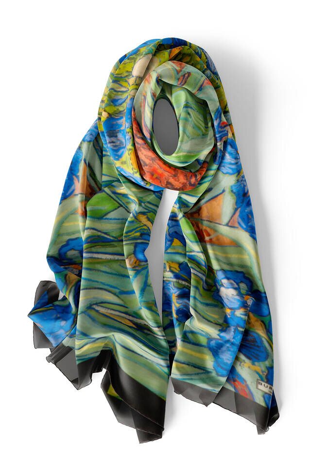 Green Irises Silk Table Foulard - 4