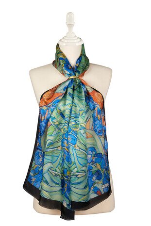 Green Irises Silk Table Foulard 