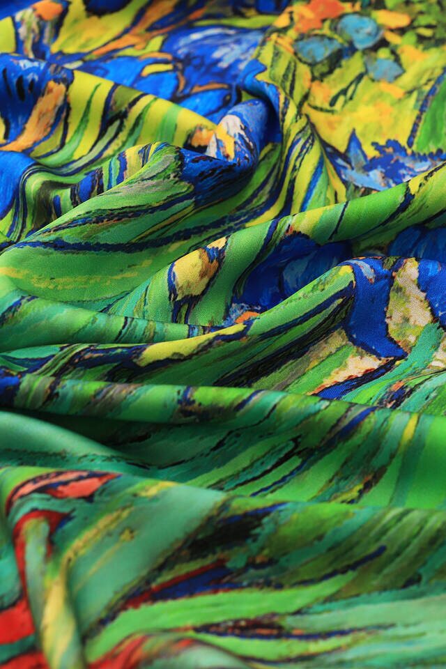 Green Irises Silky Pocket Square - 3