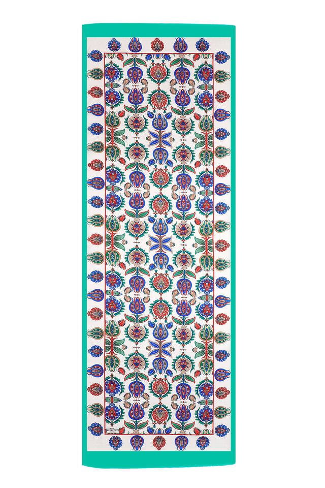 Green Iznik Pattern Silk Foulard - 4