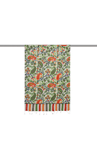 Green Kani Pattern Silk Foulard - Thumbnail