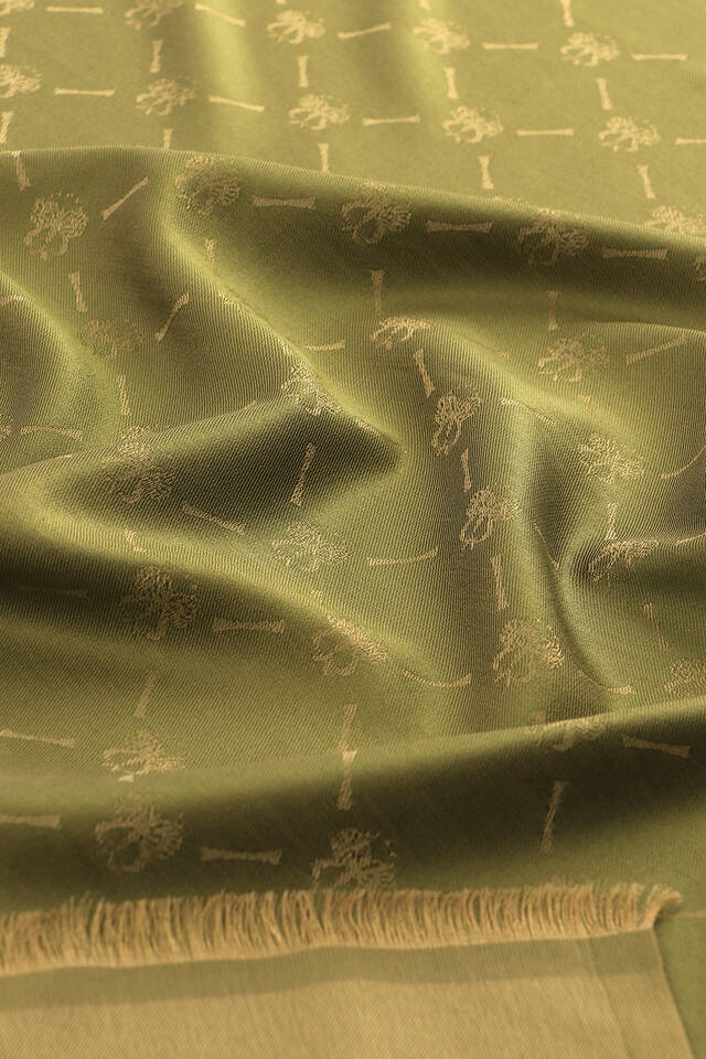 Green Monogram Pattern Jacquard Silk Scarf - 4