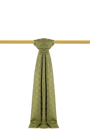 Green Monogram Pattern Jacquard Silk Scarf 