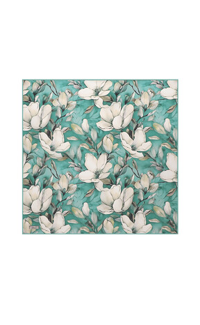 Green Narcissus Pattern Silk Pocket Square 