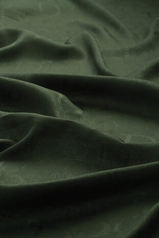 Green Patterned Silky Scarf - Thumbnail