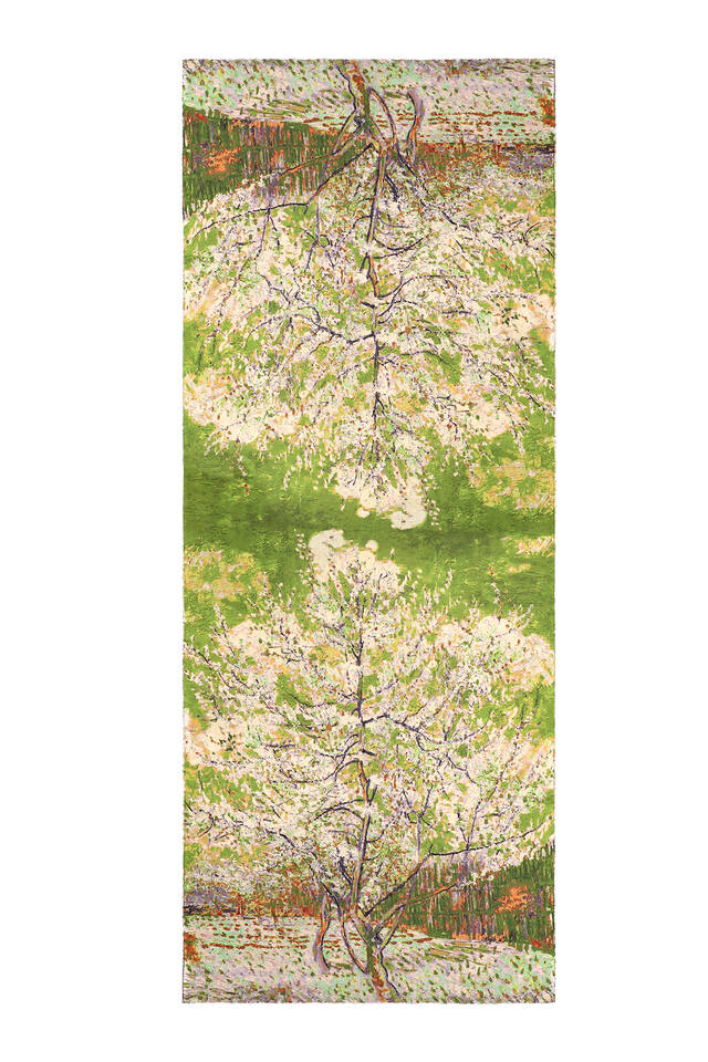 Green Peach Tree Pattern Winter Shawl - 4