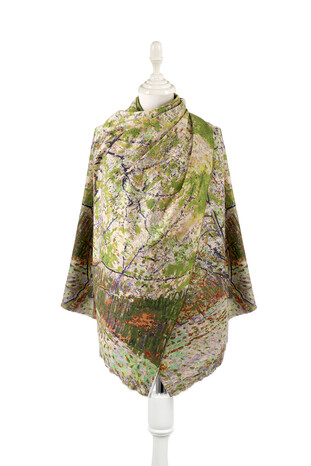 Green Peach Tree Pattern Winter Shawl 