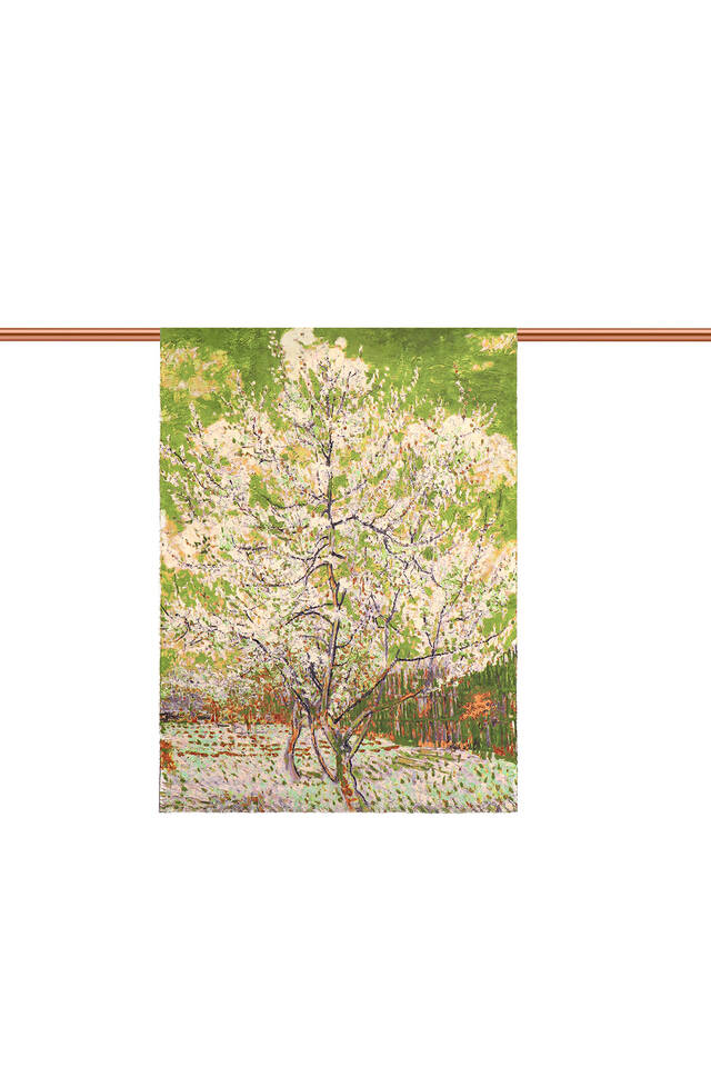 Green Peach Tree Pattern Winter Shawl - 3