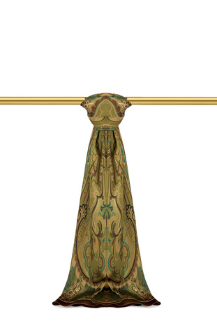 Green Sahara Pattern Sura Silk Scarf 