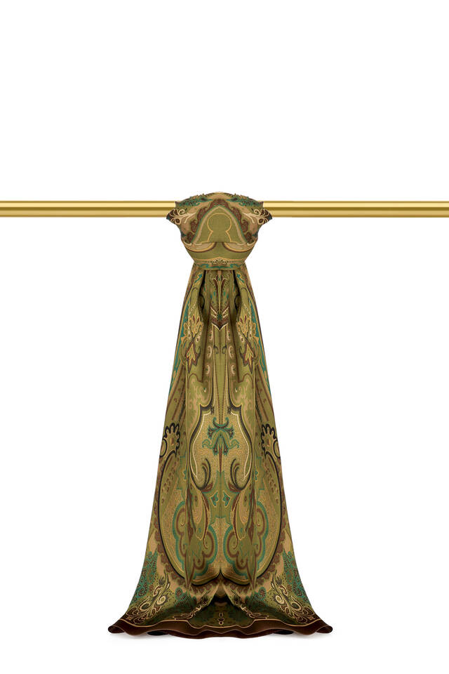 Green Sahara Pattern Sura Silk Scarf 