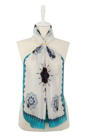 Green Sax Core Voile Silk Foulard 