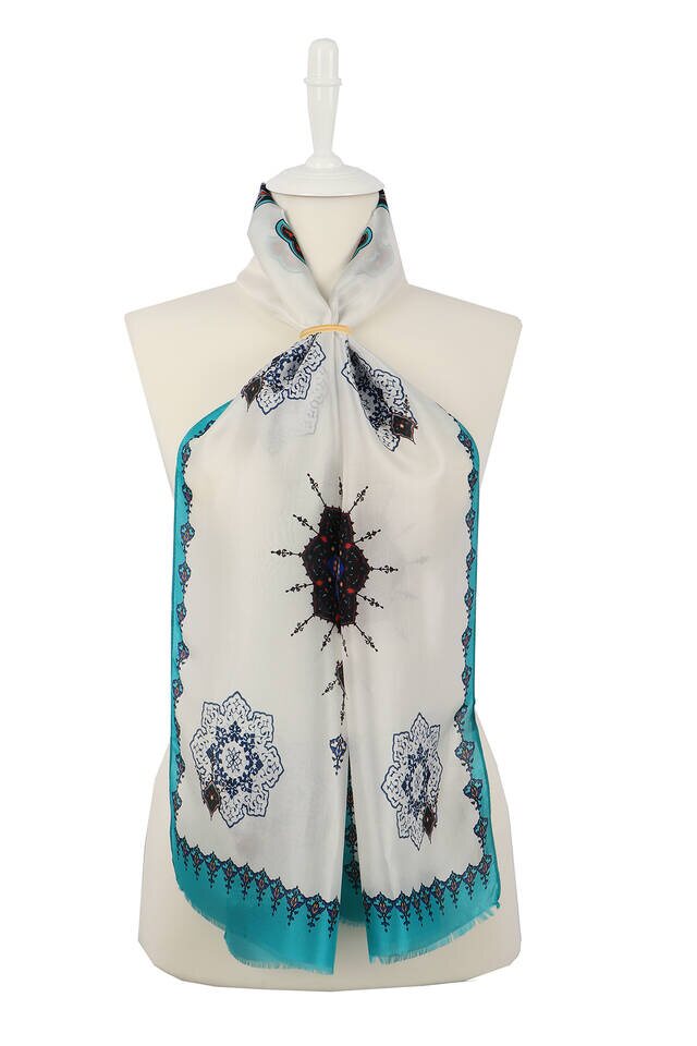 Green Sax Core Voile Silk Foulard 