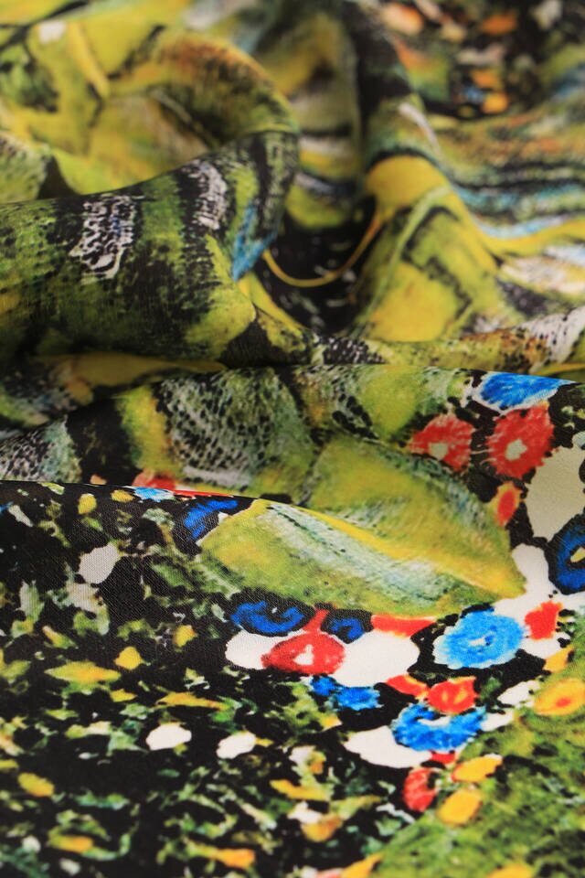 Green Sunflower Pattern Silk Pocket Square - 3