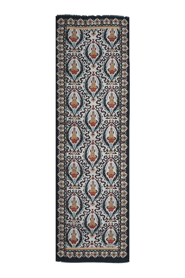 Green Tan Large Tulip Voile Silk Foulard - 4