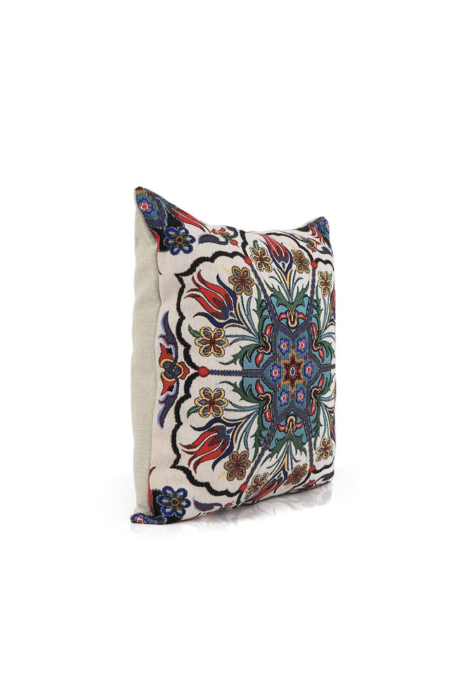 Green Tile Tulip Pattern Tapestry Throw Pillow - 2