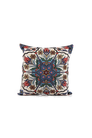 Green Tile Tulip Pattern Tapestry Throw Pillow 