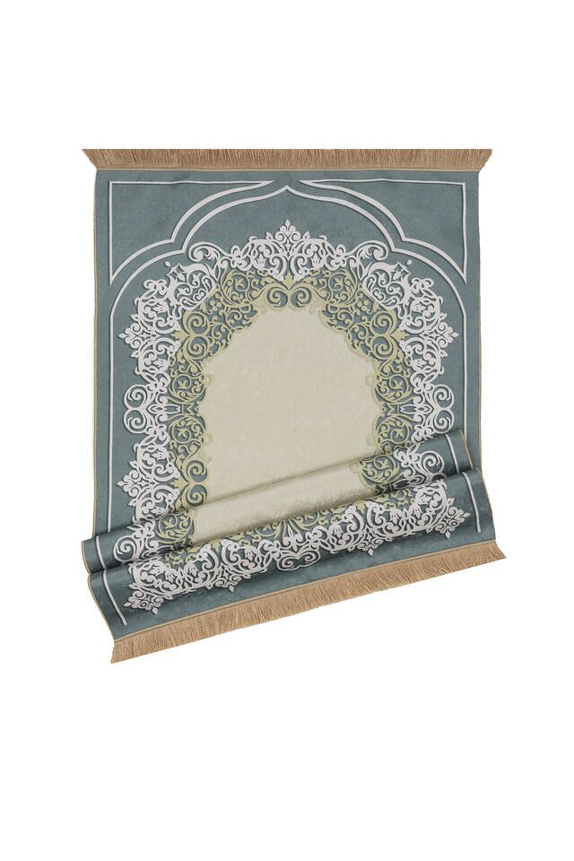 Green Velvet Carpet Prayer Rug - 4