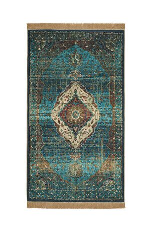 Green Velvet Carpet Prayer Rug - Thumbnail
