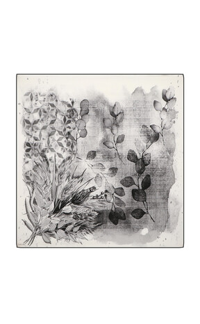 Grey Botanical Pattern Sura Silk Square Scarf 
