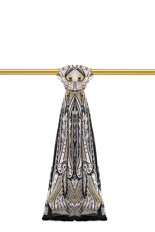 Grey Sahara Pattern Sura Silk Scarf 