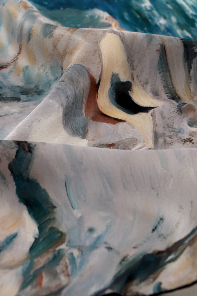 Gri Şapkalı Kadın Desen İpek Mendil - 3