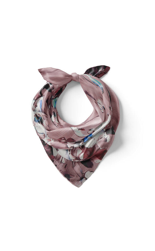 Gül Kurusu Anemon Desen İpek Mendil - 2