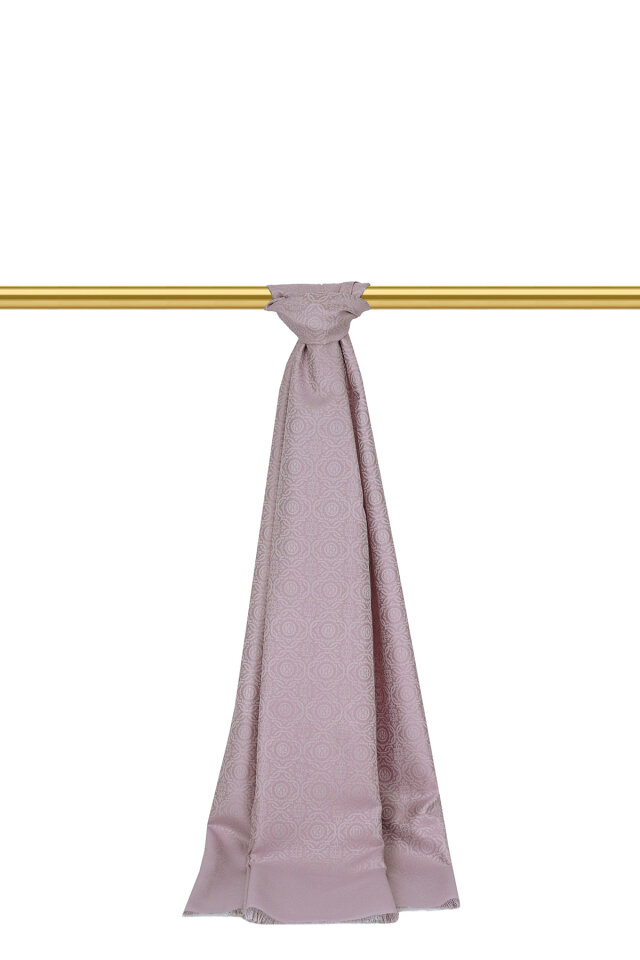 Lila Halka Desen Jakarlı İpek Şal - Bursa İpek
