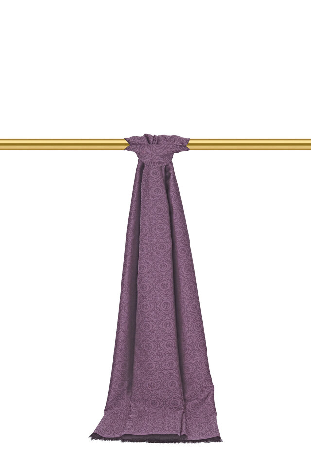Mor Halka Desen Jakarlı İpek Şal - Bursa İpek
