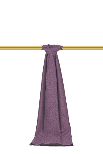 Mor Halka Desen Jakarlı İpek Şal 