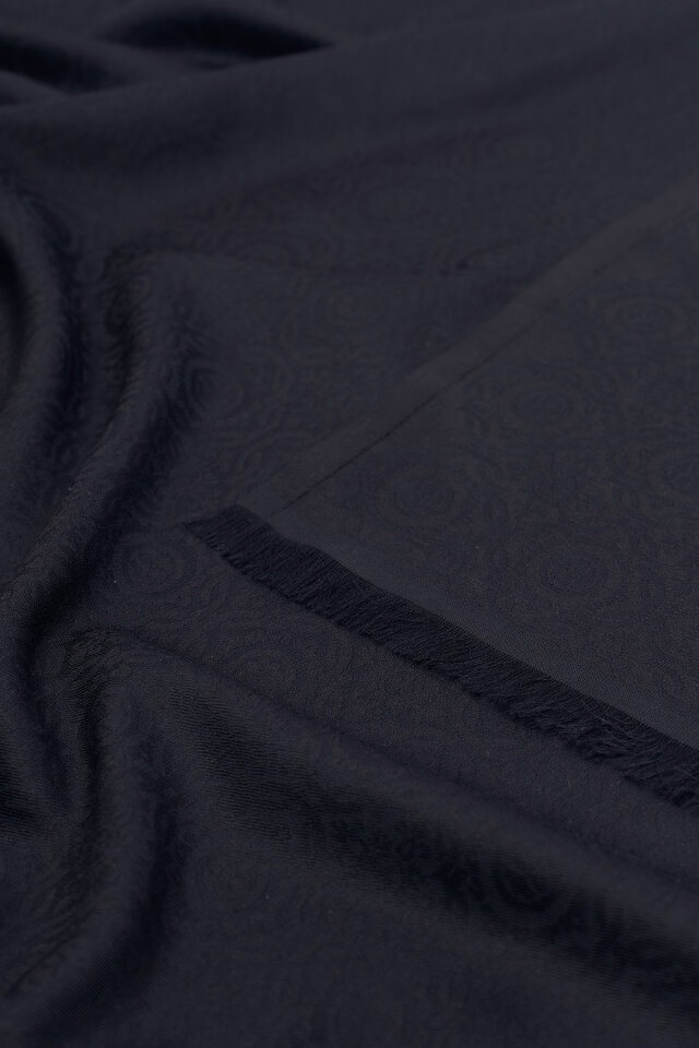 Siyah Halka Desen Jakarlı İpek Şal - 3