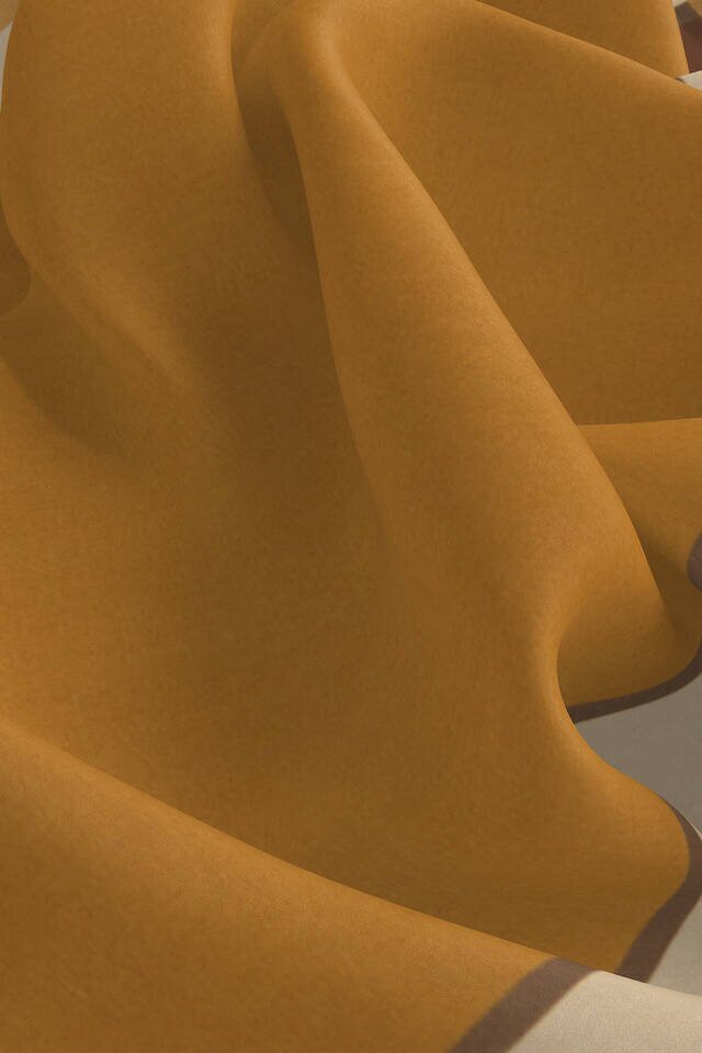 Hardal Geniş Bordürlü Düz İpek Mendil - 3