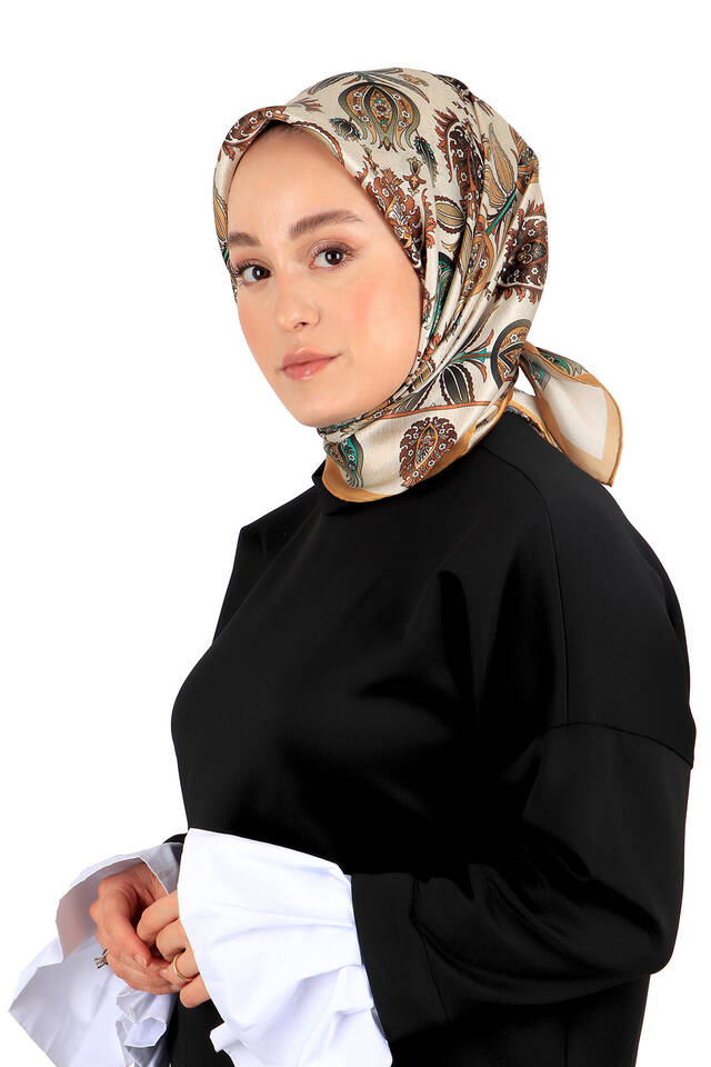 Hardal İznik Desen İpek Eşarp - 2