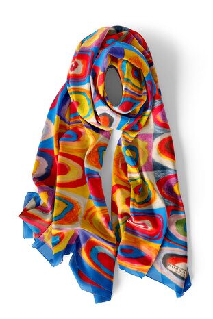 Harmony of Sax Colors Silk Painting Foulard - Thumbnail
